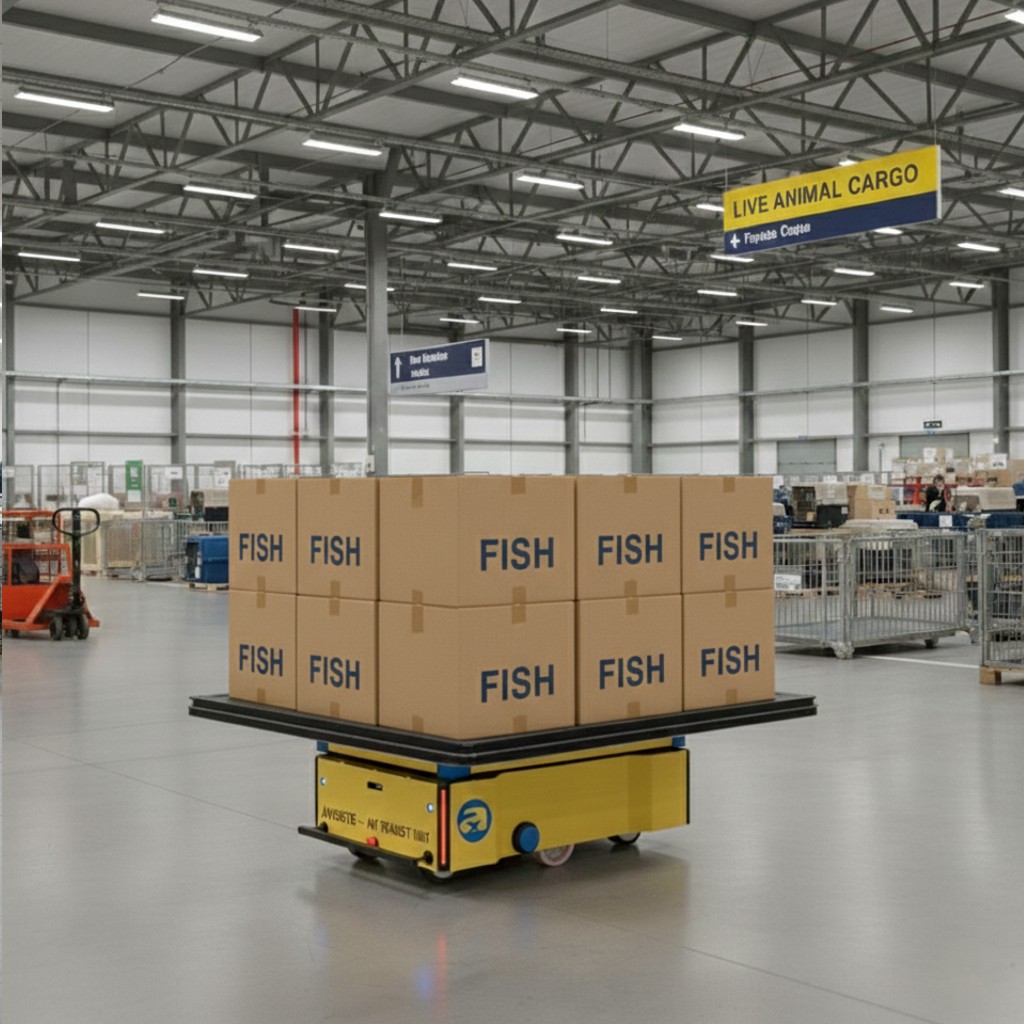 AVIBOT system loading animal cargo into a sterile transit zone